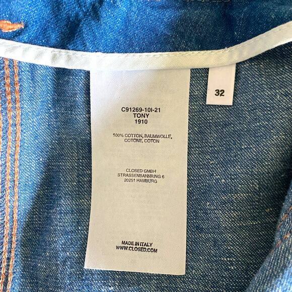 Closed Tony High Rise Jeans Sz 32 Blue Patch Pockets Cropped Cuffed Relaxed Fit - Picture 9 of 15